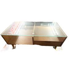 【ドリーム池田店】◎ジモティー割対象品◎ガラスリビングテーブル　ダークブラウン　IKX-453の画像