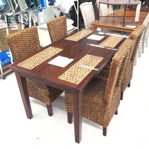 ダイニング5点セット　ウォーターヒヤシンス　リユース品　価格　35,750円　値下げしました！