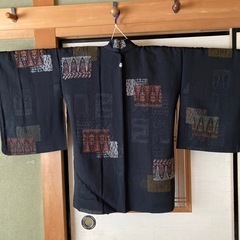 黒羽織り　紋付　左前袖汚れありの画像