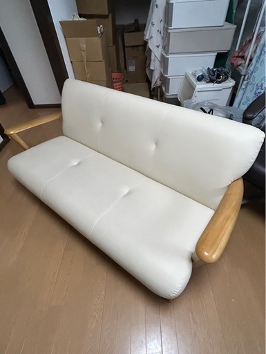 【美品】カリモク限定店ブランド Direttore 2人掛けソファ 北欧風 アイボリー