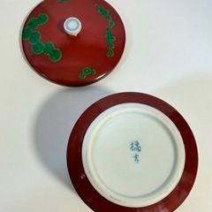 橘吉　たち吉　朱緑色　茶器　茶葉入れの画像