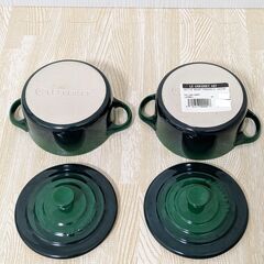 LE CREUSET ル・クルーゼ グリーン ミニココット キャセロール 2個の画像