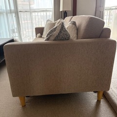 Loft 3人掛けソファ ベージュ ファブリック 布 カウチの画像