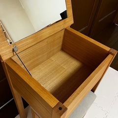 muji 無印良品 コンパクトドレッサー デスク スツール付 タモ材 ナチュラル 化粧台の画像