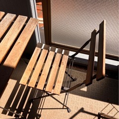 IKEA TÄRNÖ（テルノー）テーブル＆チェア2脚セット 屋外用 ブラック/ライトブラウンステインの画像