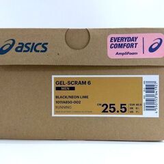 ② 未使用品 asics GEL-SCRAM 6 メンズ ランニングシューズ トレイルラン 25.5cm BLACK/NEON LIME 札幌市 中央区 南12条の画像