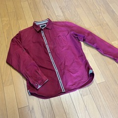 THE SHOP TK MIXPICE 赤 ワインレッド 長袖 ボタンダウンシャツ XLサイズ の画像