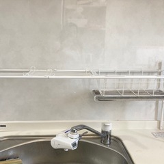 レース柄の姫系水切りラック/水切りカゴ　ホワイトの画像