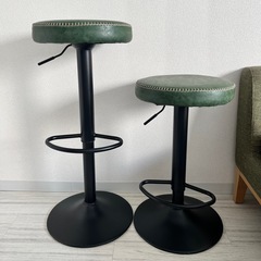 カウンターチェアグリーン2脚セット(バラ売り不可)の画像