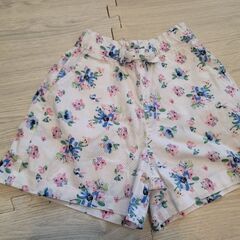 花柄 リボン付き ハーフパンツ 短パン 130 子供服 キッズ 女の子