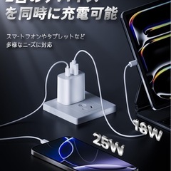タイプc 充電器 PD25W 急速充電器【業界超軽量·PSE認証】 USB 充電器 ACアacアダプター Type-C USB-C電源アダプタ コンセント iPhone 16/15/14/13/12 Pro/X/iPad Pro/iPad Mini/Xperia/GALAXY/Android その他各種機器対応 (白)の画像
