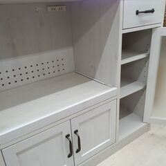 リユースのサカイ栃木店★ジモティ割あり★ 佐藤産業 レンジ台 ホワイト W88×D40×H81 クリーニング済み TC10232の画像
