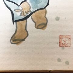 二人の童　色紙アート光子作 壁アート 和室・リビングルーム装飾 額付き日本画 「模写」美術品インテリアの画像