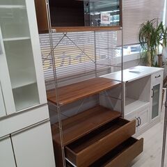 リユースのサカイ栃木店★ジモティ割あり★ 無印良品 食器棚 ブラウン W84×D40×H175.5 クリーニング済み TC10233の画像