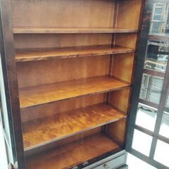 北海道民芸家具 ② 書棚 W108cm×D40.5cm×H175cm 収納家具 飛騨家具 天然木 北海道ブランド 本棚 焼印あり 飾り棚 苫小牧西店の画像