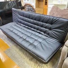 【リサイクルサービス八光】幅195㎝　ニトリ　合皮ソファベッド(Nシールド ロック BK)の画像