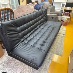 【リサイクルサービス八光】幅195㎝　ニトリ　合皮ソファベッド(Nシールド ロック BK)の画像