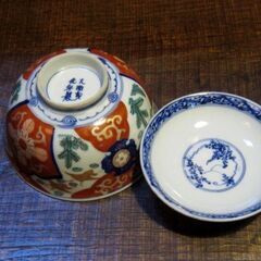 【アンティーク】蓋つきご飯茶碗2個セットの画像