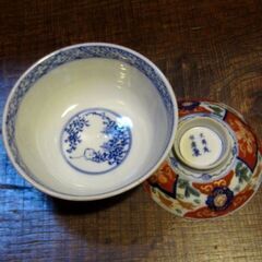 【アンティーク】蓋つきご飯茶碗2個セットの画像