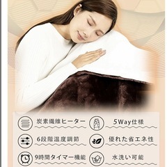 電気毛布 掛け敷き兼用 190×130 両面フランネル 洗える PSE認証済みの画像