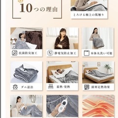 電気毛布 掛け敷き兼用 190×130 両面フランネル 洗える PSE認証済みの画像