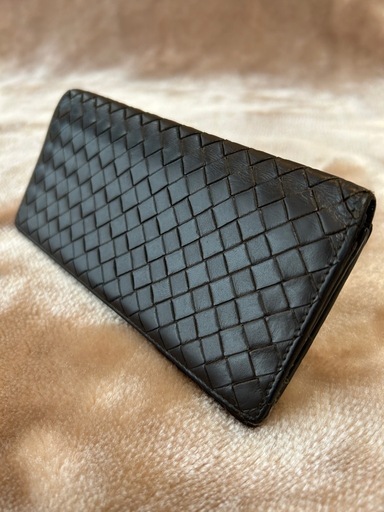 ボッテガヴェネタメンズイントレチャートロングウォレット二つ折り長財布レザー札入れ男性用紳士本革牛革ユニセックスレディース女性用婦人