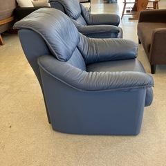 K2508-167 1人掛けソファ ブルーグレー① キズ汚れ有りの画像