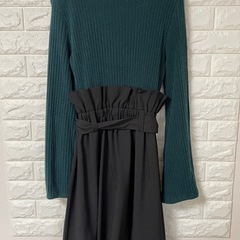 GORGE リブニットトップスとスカートセットワンピース Mサイズの画像