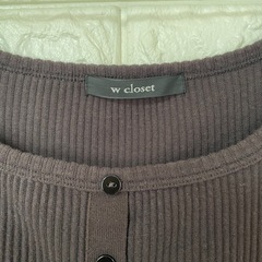 w closet ダークブラウン リブニット 五分袖 Fサイズ 美品の画像
