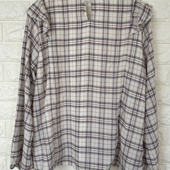 GLACIER チェック柄 フリル長袖ブラウス Lサイズ　美品の画像