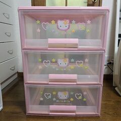 無料ピンクのキティちゃんクリアケース★ハローキティ クリアボックス 収納ケース 収納ボックスの画像