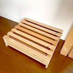 【美品】パイン材　木製ラック　4段　143㎝　の画像