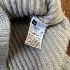 GU グレー ニットワンピース Sサイズ ウエストリボン付きの画像