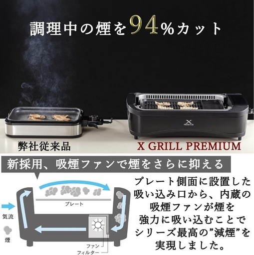 I483 ? 未使用品♪ 煙の少ない 焼肉プレート 吸煙グリル XGRILL PREMIUM ⭐ 