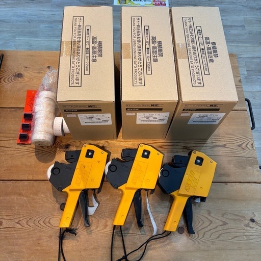 中古美品 サトーハンドラベル3個セット 純正ラベル 予備インクその他オマケ付き