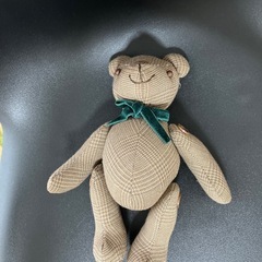 ハンドメイド　くま　熊　テディベア　チェック　ブラウンの画像