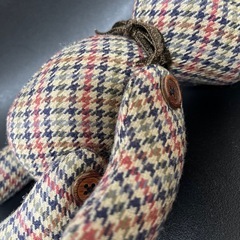 ハンドメイド　くま　熊　テディベア　チェック　ブラウンの画像