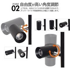 未使用　角度調整・4段階調光可能！ 3灯LEDフロアライト 電球色の画像