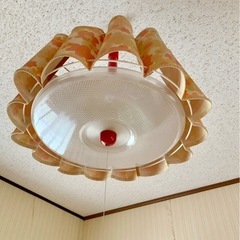 昭和レトロ照明 2点セット 丸型3灯＋松下電光 花柄カバー アンティークの画像