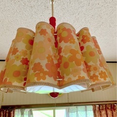 昭和レトロ照明 2点セット 丸型3灯＋松下電光 花柄カバー アンティークの画像
