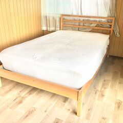 IKEA　セミダブルベッド　Inofiaマット付き♪　マットカバー付き☆☆彡の画像
