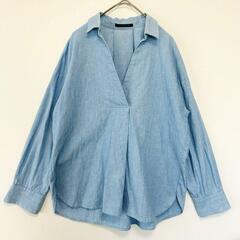 【美品 / BARNYARDSTORM】Vネック リネンシャツ 麻 サイズFの画像