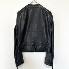 【美品 / UNTITLED】ラムレザ－ジャケット サイズM 黒 スタンドカラ－の画像