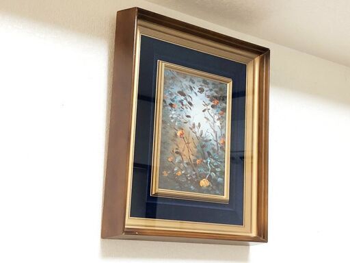 陶板画　リンドウ　額入り　昭和レトロモダン　かわいい絵柄　美術品　和風 陶板画 リンドウ 額入り 昭和レトロモダン かわいい絵柄 美術品 和風
