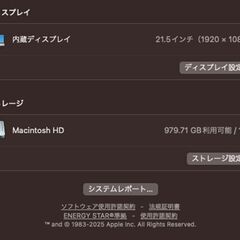 iMac（21.5インチ,2017）HDD1TB/8GB〈MMQA2J/A〉⑤の画像