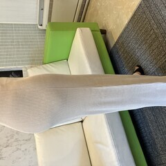 セリーヌ　フレアパンツ 　 エクリュ系 リブ ニット フレア ボトム 36 ハイウエスト  ライトベージュ 36 イタリア製 プルオンの画像