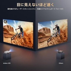 プロジェクター オートフォーカス 1:1 投影比率 自動台形補正 アプリ内蔵 家庭用 小型プロジェクター 天井の画像