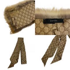 グッチ GUCCI スカーフ GG フォックスファー スカーフ ネックボウ ブラウンの画像