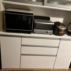 大型レンジボード キッチンボード 食器棚 ホワイト 家電ボードの画像