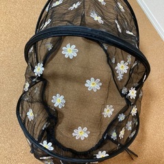 【黒・花柄】ベビーカー用 保護メッシュカバー（蚊帳）の画像